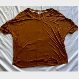 Brown Flowy Short Sleeve Shirt